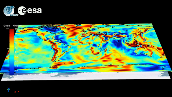 Worldwide gravity gradients from simulations. GOCE is now gathering data such as shown here to map Earth's gravity with unprecedented accuracy and spatial resolution. Credit: ESA Worldwide gravity gradients from simulations. GOCE is now gathering data such as shown here to map Earth's gravity with unprecedented accuracy and spatial resolution. Credit: ESA