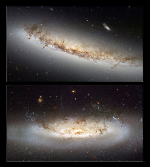 This composite shows the two ram pressure stripping galaxies NGC 4522 and NGC 4402. Credit: NASA & ESA This composite shows the two ram pressure stripping galaxies NGC 4522 and NGC 4402. Credit: NASA & ESA