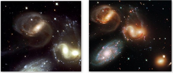 Stephan's Quintet from 2000 (left) and 2009 (right) Credit: NASA/ESA Hubble Team Stephan's Quintet from 2000 (left) and 2009 (right) Credit: NASA/ESA Hubble Team