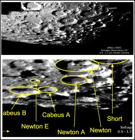 Craters on the Moon's south pole.