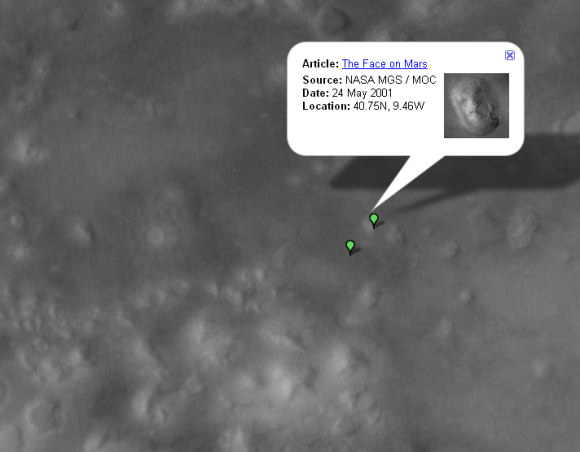 Google Mars screen cap - Cydonia Region under visible light