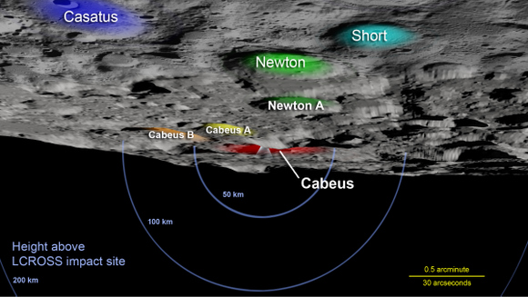 Key landmarks to locate Cabeus Crater. Credit: NASA/Goddard Space Flight Center Scientific Visualization Studio Key landmarks to locate Cabeus Crater. Credit: NASA/Goddard Space Flight Center Scientific Visualization Studio