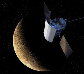 MESSENGER on the sunside of Mercury. Credit: NASA