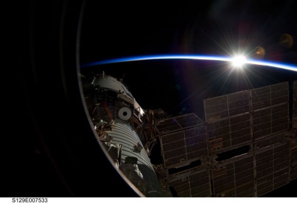 Sun rise in space. Credit: NASA
