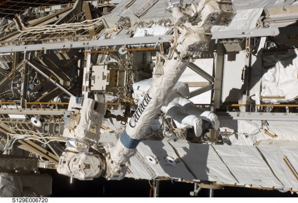 Satcher works on the Z1 truss.  Credit: NASA