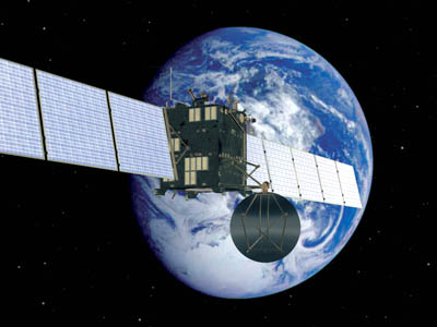 Artist concept of Rosetta flyby.  Credit: ESA