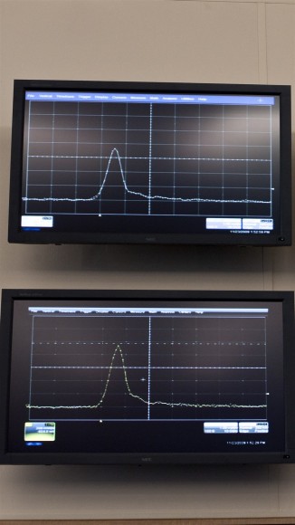 Screens showing two beams in the LHC. Credit: CERN Screens showing two beams in the LHC. Credit: CERN
