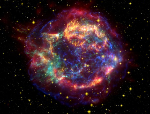 A Chandra X-ray Observatory image of the supernova remnant Cassiopeia A. Credit: Chandra image: NASA/CXC