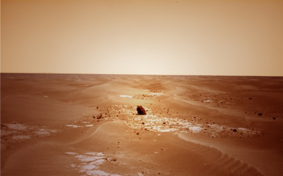 Marquette Island, from a distance. Credit: NASA/JPL, color by Stu Atkinson