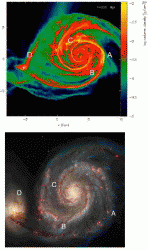 Comparison of simulation at 300 million years to HST image.