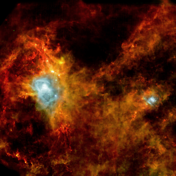 Herschel looks deep inside the heart of the Eagle Nebula. Credit: ESA and the SPIRE & PACS consortia, P. André (CEA Saclay) for the Gould’s Belt Key Programme Consortia Herschel looks deep inside the heart of the Eagle Nebula. Credit: ESA and the SPIRE & PACS consortia, P. André (CEA Saclay) for the Gould’s Belt Key Programme Consortia