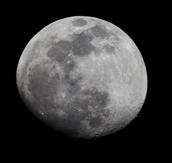 An almost full Moon on Jan. 27, 2010. Credit and copyright: Alan Walters