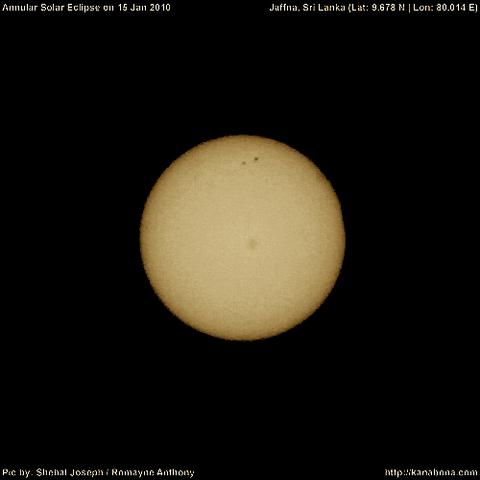 Sun sunspots show up during the recent annular eclipse. Credit: Shehal Joseph and Romayne Anthony