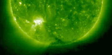 STEREO B captures the largest solar flare in two years. Click for larger movie.