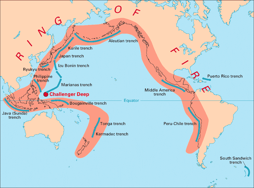 Hot Zones For Pacific Ring of Fire.