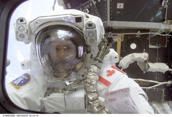 Chris Hadfield during an EVA in 2001. Credit: NASA