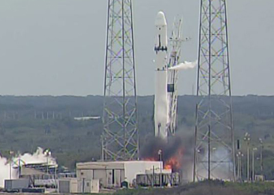 Screen shot of the Falcon 9 rocket. Credit: Spaceflightnow.com