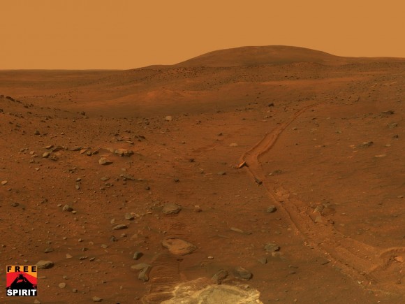 Spirit Embedded in Soft Soil on Mars