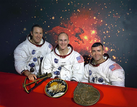 The original prime crew for Apollo 13 was Jim Lovell, Ken Mattingly and Fred Haise. Credit: NASA