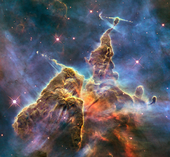 This brand new Hubble photo is of a small portion of one of the largest seen star-birth regions in the galaxy, the Carina Nebula.Credit: NASA, ESA, and M. Livio and the Hubble 20th Anniversary Team (STScI)