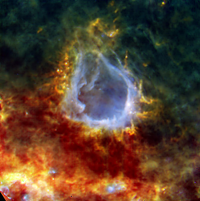 The galactic bubble RCW 120. Image credit: ESA/PACS/SPIRE/HOBYS Consortia