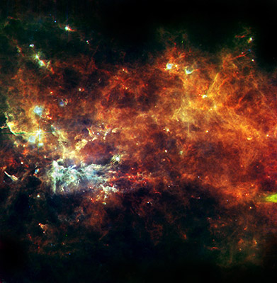A region the the galactic center in the Eagle constellation. Credits: ESA/Hi-GAL Consortium