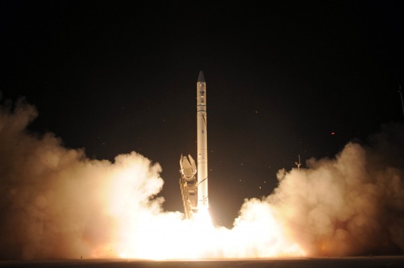 The launch of Israel's Ofeq 9 satellite with the Shavit launch vehicle on June 22, 2010. Image courtesy Israeli Aerospace Industries, Ltd.