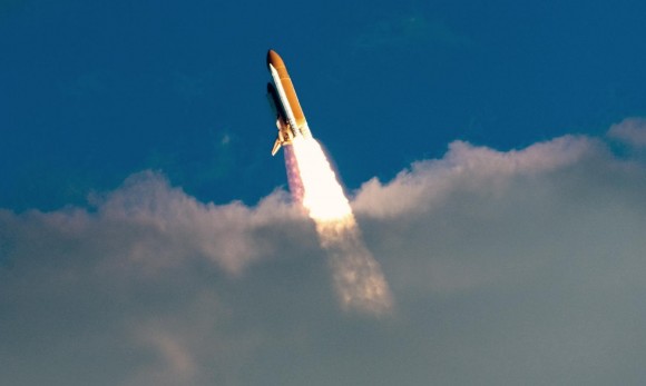 Atlantis Breaks Through the Clouds