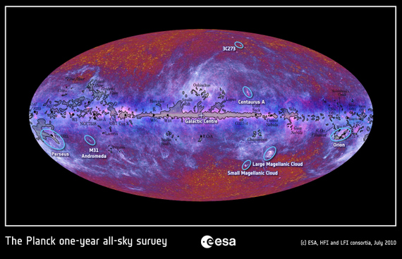 Planck all-sky annotated image. Credit: ESA, HFI and LFI consortia.