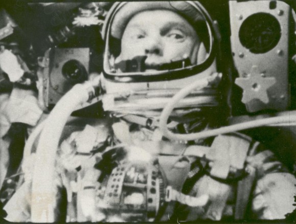 Astronaut John Glenn in a State of Weightlessness During Friendship Astronaut John Glenn in a State of Weightlessness During Friendship