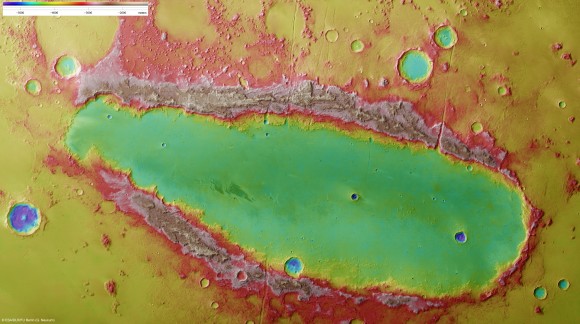 Relief image of Orcus Patera. Credit: ESA/DLR/FU Berlin (G. Neukum)