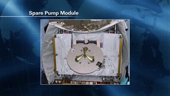 Spare Pump Module, with grapple fixture. Credit: NASA