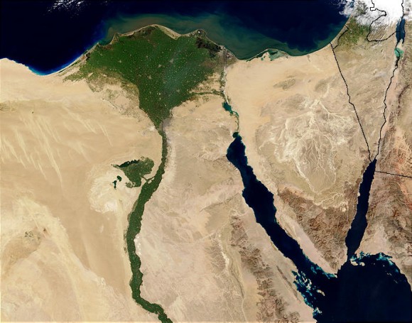 Nile Delta from space by the MODIS sensor on the Terra satellite. Credit: Jacques Descloitres/NASA/GSFC