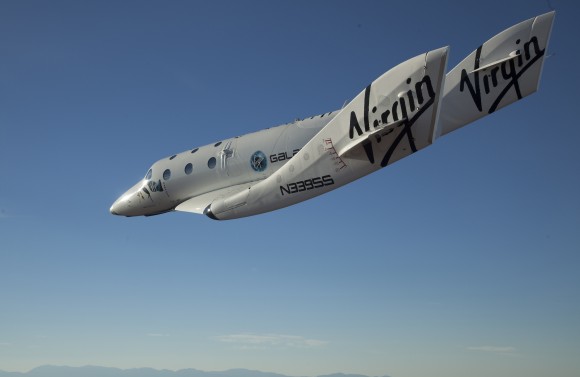 VSS Enterprise glides through the Mojave skies. Credit: Virgin Galactic, Mark Greenberg