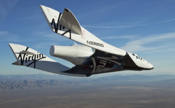 SpaceShipTwo's glide flight. Credit: Virgin Galactic, Mark Greenberg