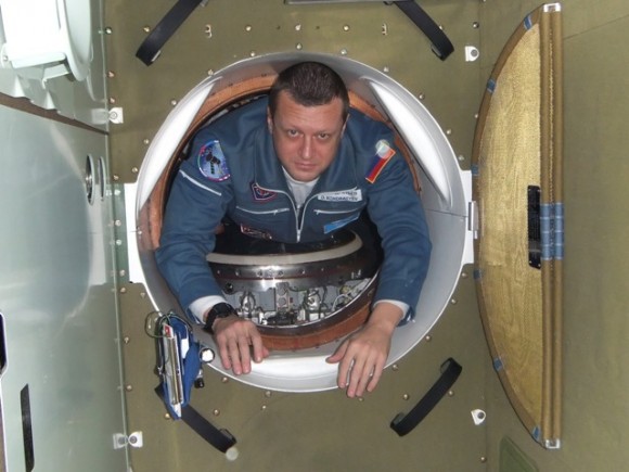 After reaching orbit and checking all systems, the crew took off their launch suits and dressed in more comfortable flight suits. Credit: Roscosmos.