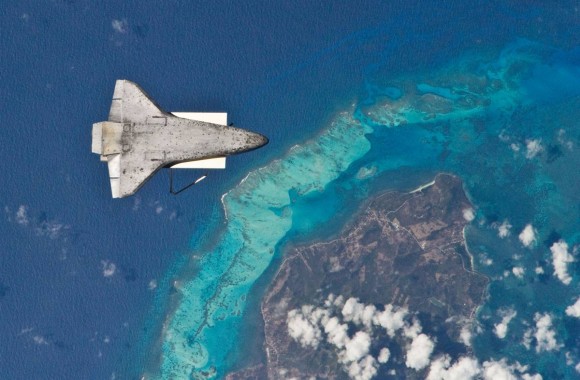 Shuttle underbelly as seen from the ISS. Credit: NASA