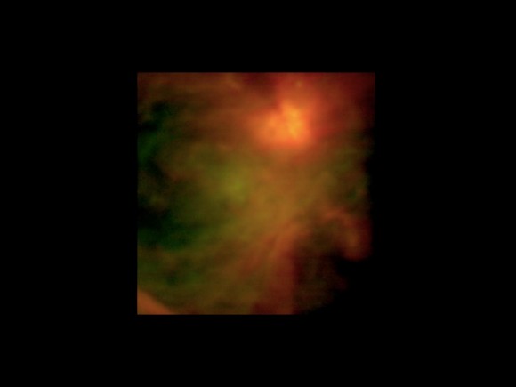 This infrared image of the heart of the Orion star-formation complex was taken by SOFIA’s FORCAST mid-infrared camera. Credit: NASA