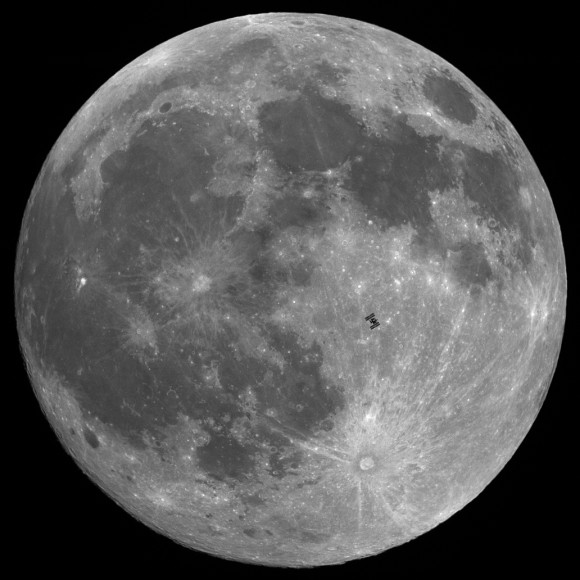 Lunar transit of the International Space Station on Dec. 20,2010. Credit: Theirry Legault. Used by permission.