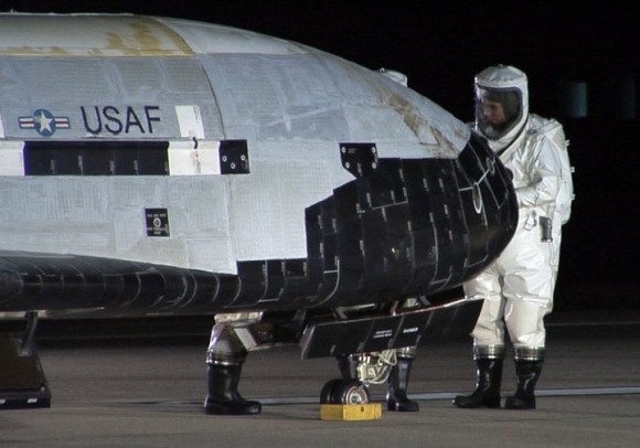 The X-37B after landing. Credit: 30th Space Wing (Vandenberg Air Force Base, Calif.)