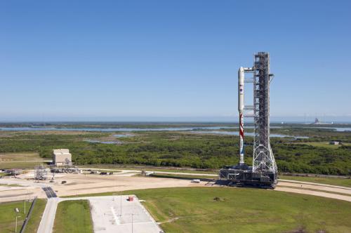 he new Liberty launch vehicle will use existing infrastructure at Kennedy Space Center, such as the Mobile Launcher shown here. (PRNewsFoto/ATK)