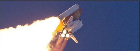 A closeup of Discovery in flight. Credit: NASA