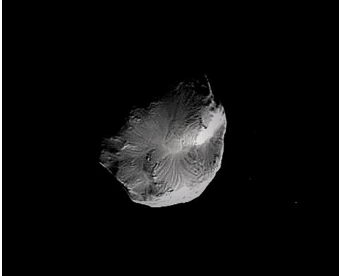 Saturn's moon Helene. Credit: NASA//JPL/SSI, image enhanced by Stu Atkinson