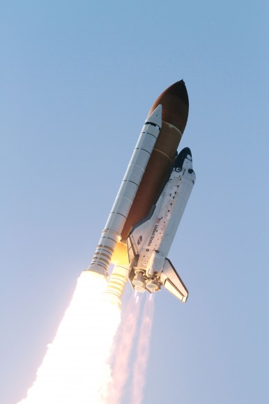 Space shuttle Discovery heads to space after lifting off from Launch Pad 39A at NASA's Kennedy Space Center in Florida to begin its final flight to the International Space Station on the STS-133 mission. Launch was at 4:53 p.m. EST. Credit: NASA