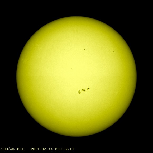 A look at sunspot 1158 as of Feb. 14, 2011. This is the source of the recent activity on the Sun. Credit: NASA/SDO