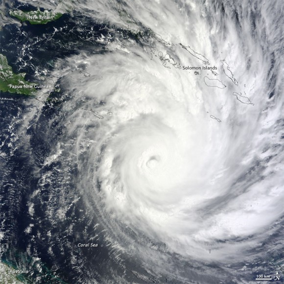 Cyclone Yasi as seen on Feb. 1, 2011 from The Moderate Resolution Imaging Spectroradiometer (MODIS) on NASA’s Terra satellite
