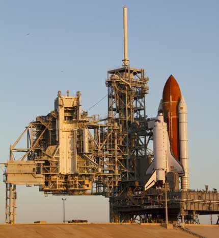 Shuttle Endeavour at launch pad 39 A. Credit: NASA