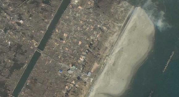 Arahama, Japan after the disaster. Satellite image courtesy of GeoEye.