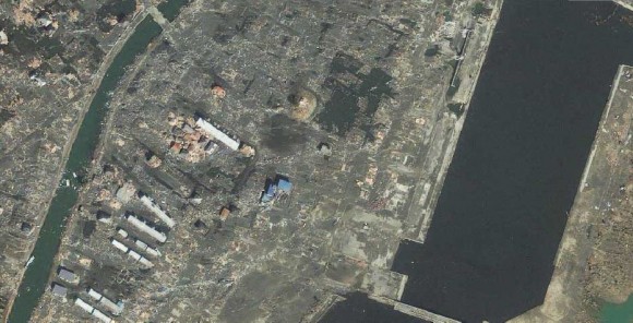 Yuriage, Japan on March 12, 2011. Satellite image courtesy of GeoEye.