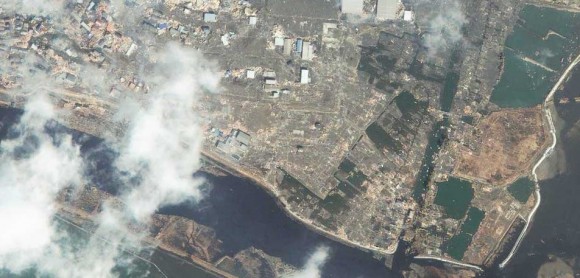 Sendai, Japan on March 12, 2011. Satellite image courtesy of GeoEye.